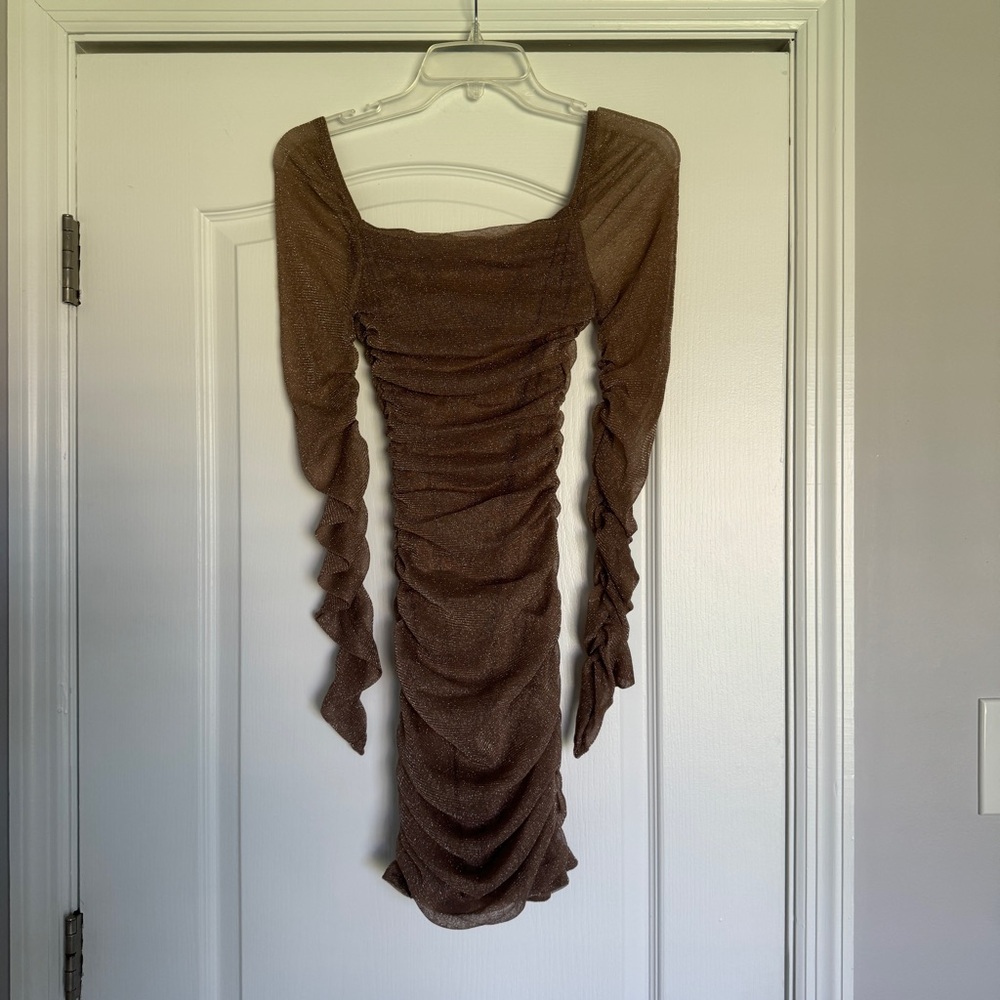 Ruched shimmery bodycon dress